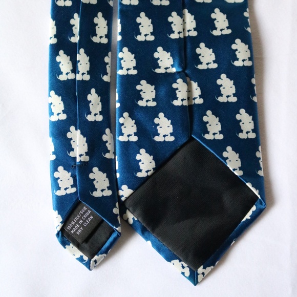 DISNEY Parks 100% Silk Neck Tie Blue Mickey Mouse Collectible Mens Formal - Picture 6 of 8